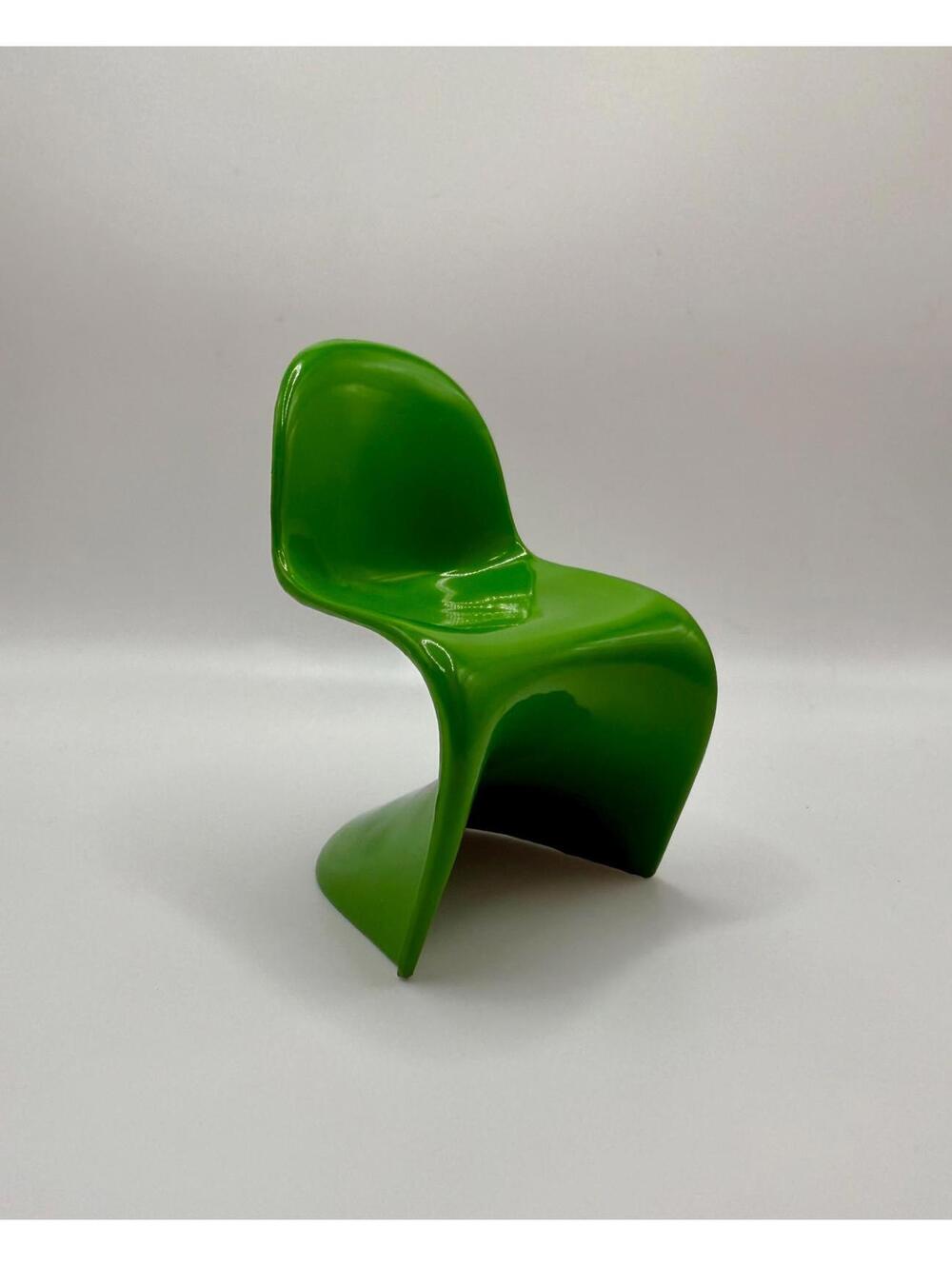 1:12 Scale Miniature Panton Chair -Mid Century Modern Dollhouse Furniture, Green